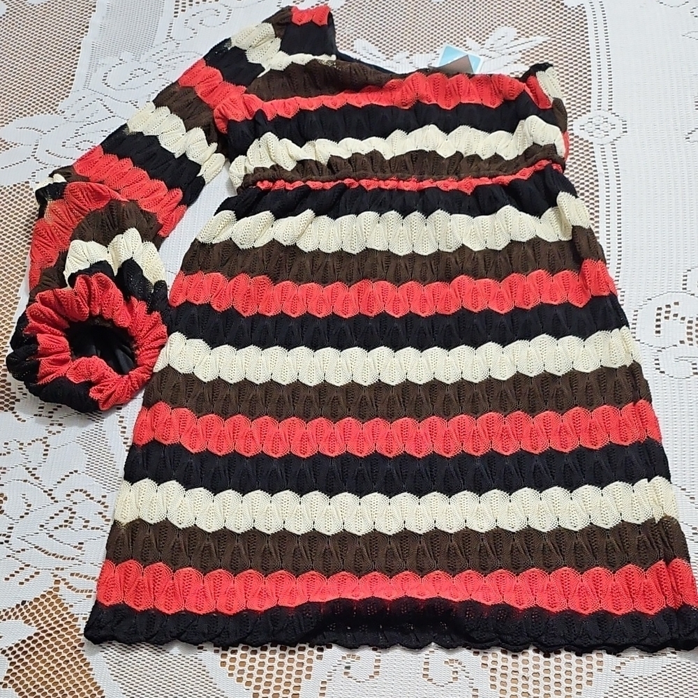 Judith March One Shoulder Dress - Black, Red, Cream, Brown